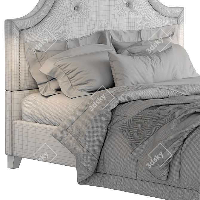 Modern Beige Linen Baxton Bed 3D model image 6