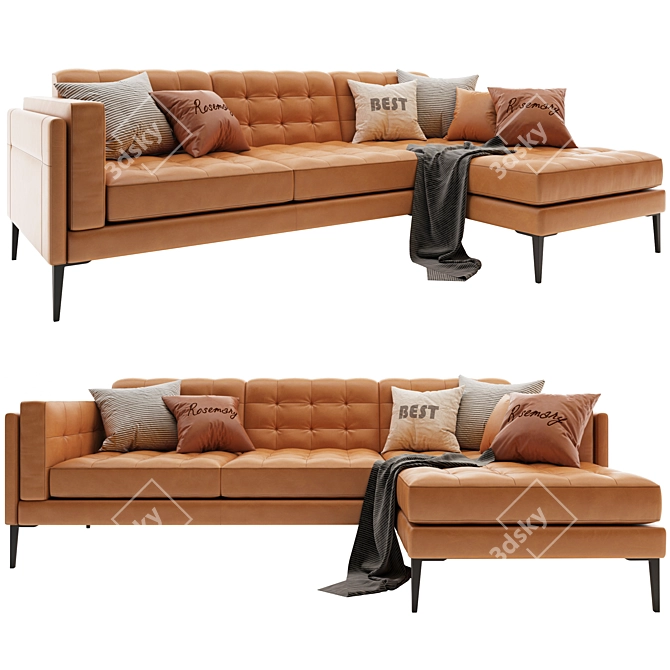 Mod Leather L-Shape Sofa 3D model image 6