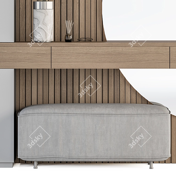 Modern White Wood Hallway Set 3D model image 4