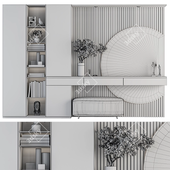 Modern White Wood Hallway Set 3D model image 5