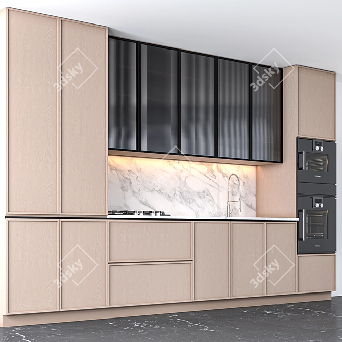 Modern Kitchen Set with Gaggenau Appliances & Grohe Fixtures 3D model image 4