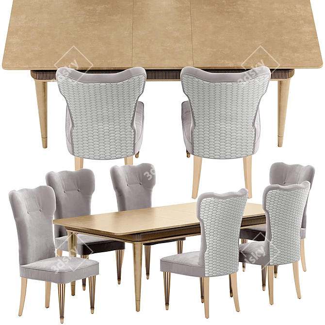 Modern Italian Dining Set 3D model image 2