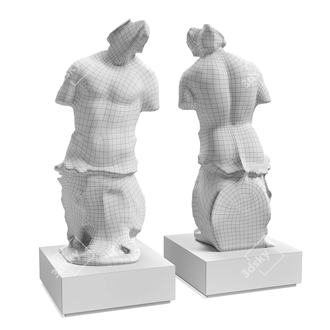 Marble Man Torso with Damaged Aesthetics 3D model image 5