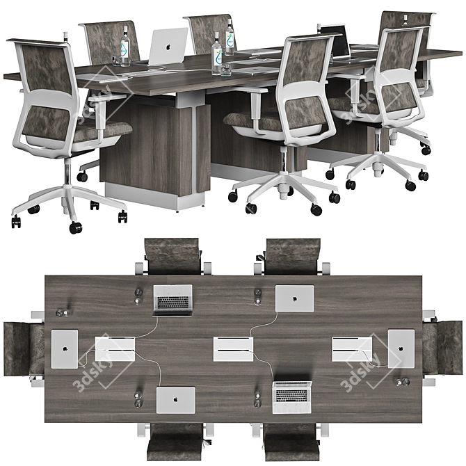 Elegant Brown Conference Table 3D model image 1