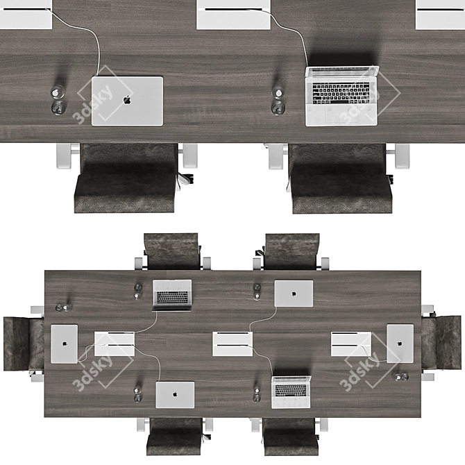 Elegant Brown Conference Table 3D model image 3