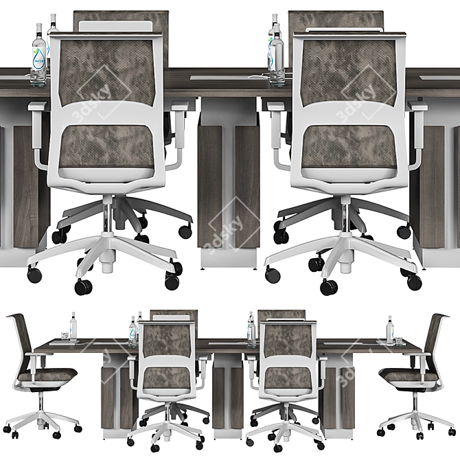 Elegant Brown Conference Table 3D model image 4