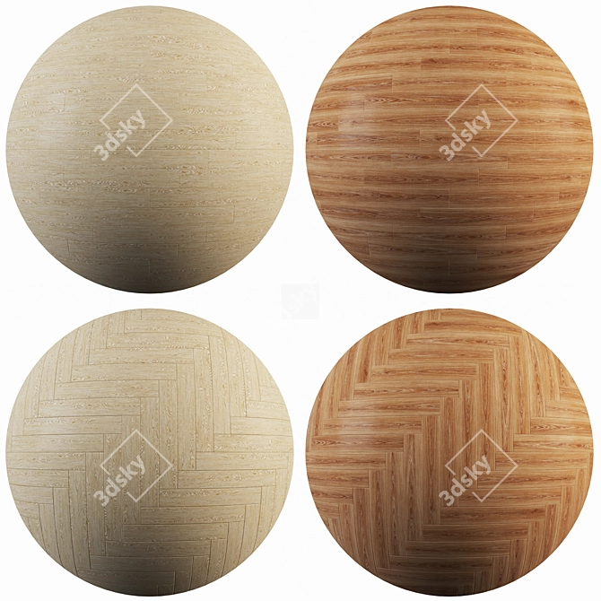 Parquet 09: Standard & Herringbone Patterns, 12 Plank Collection 3D model image 1