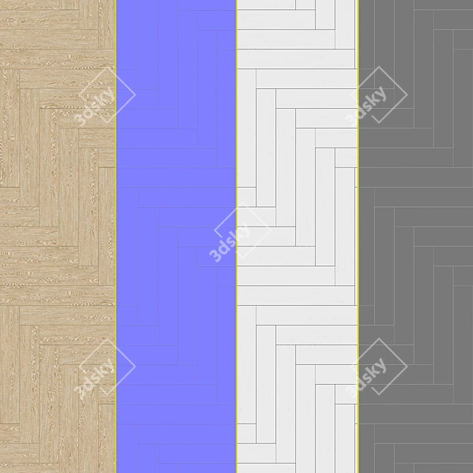 Parquet 09: Standard & Herringbone Patterns, 12 Plank Collection 3D model image 3