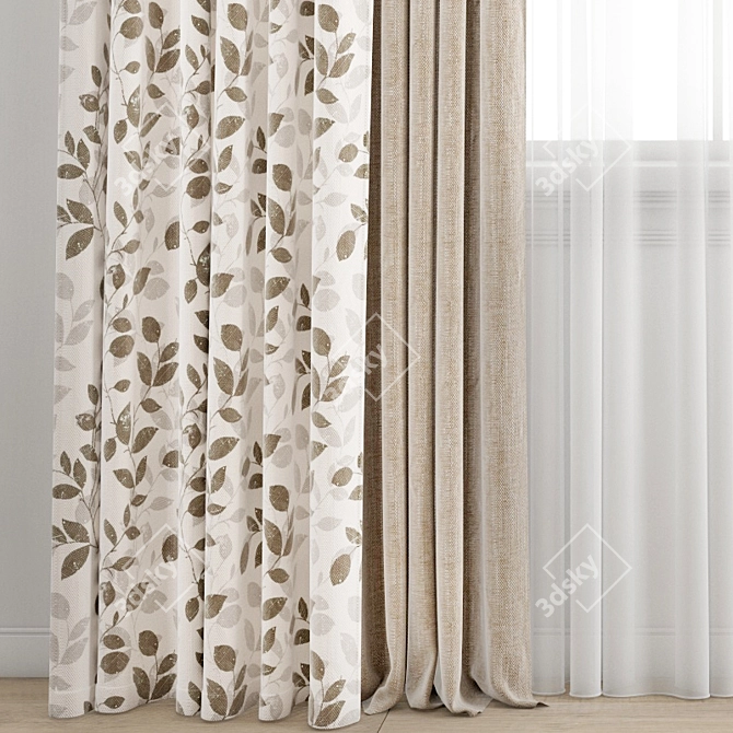 Poly Curtain Set: High Quality Model 3D model image 2