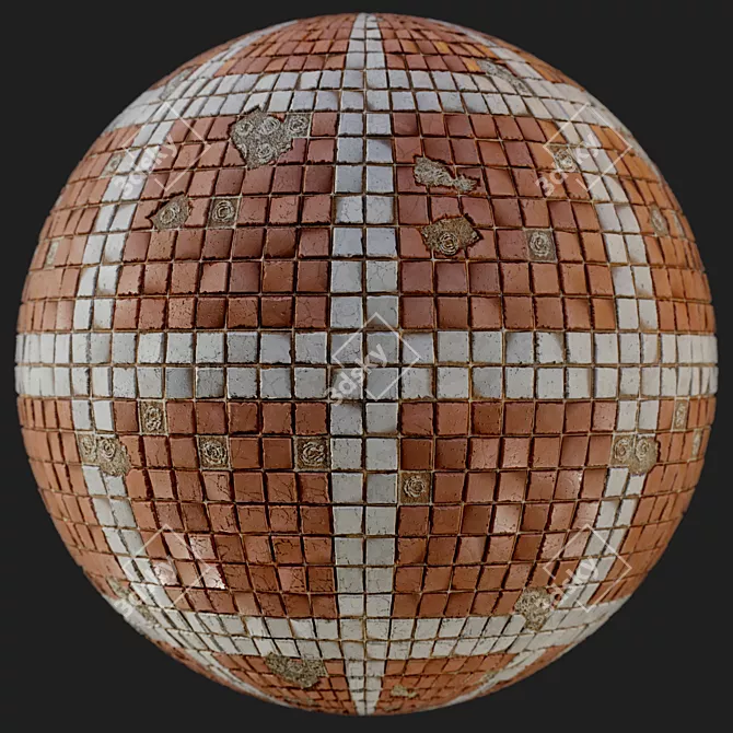 Seamless PBR Sidewalk Tiles 3D model image 4