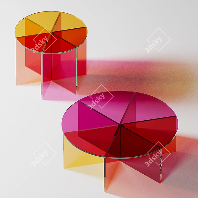 Colorful Glass Coffee Tables 3D model image 2