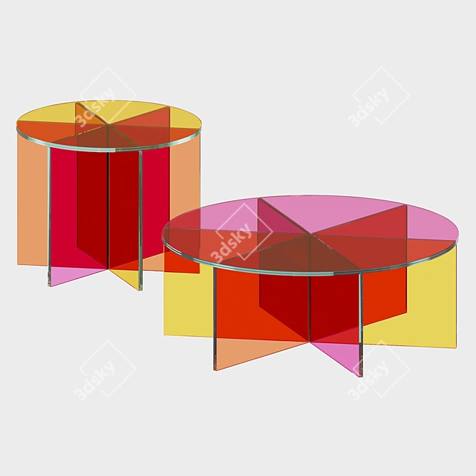 Colorful Glass Coffee Tables 3D model image 4