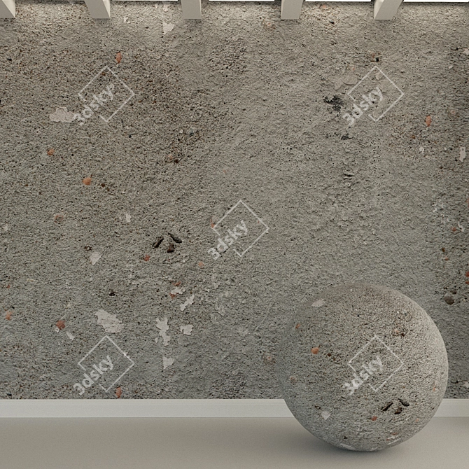 Title: Vintage Concrete Wall | Old, Rough & Textured 3D model image 3