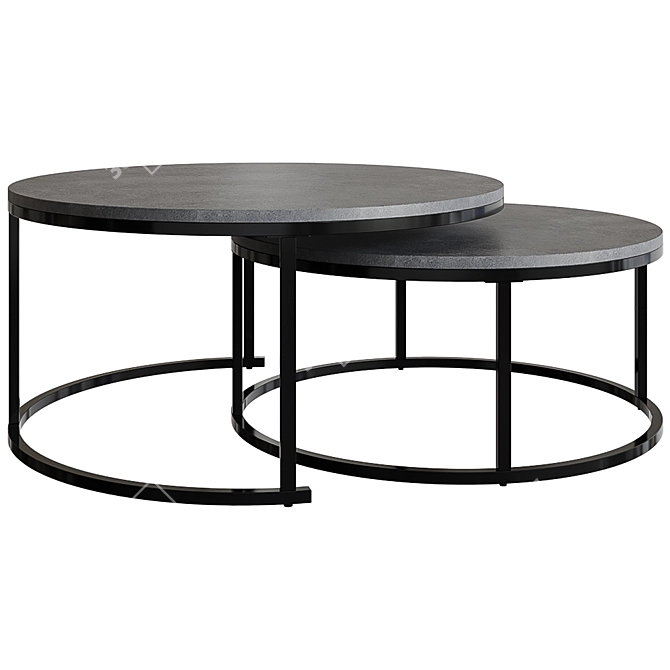 Modern 2-Piece Coffee Table Set 3D model image 1