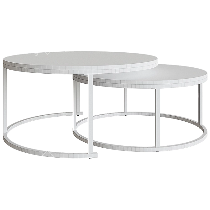 Modern 2-Piece Coffee Table Set 3D model image 2