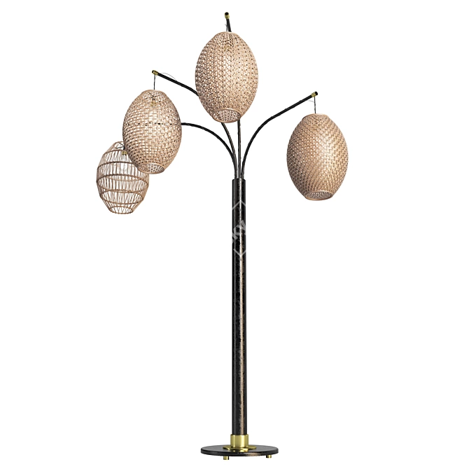 Natural Wicker Floor Lamp 3D model image 2
