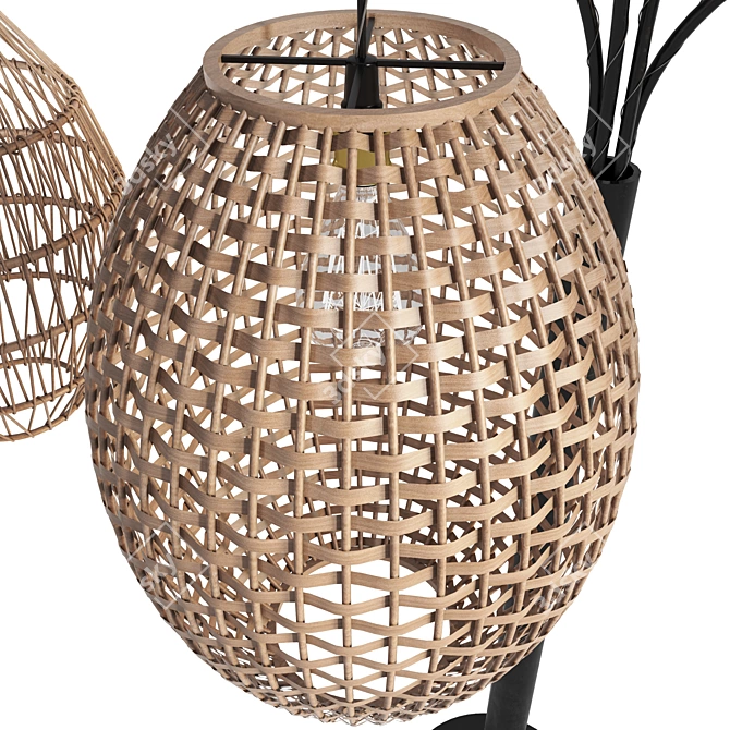 Natural Wicker Floor Lamp 3D model image 4