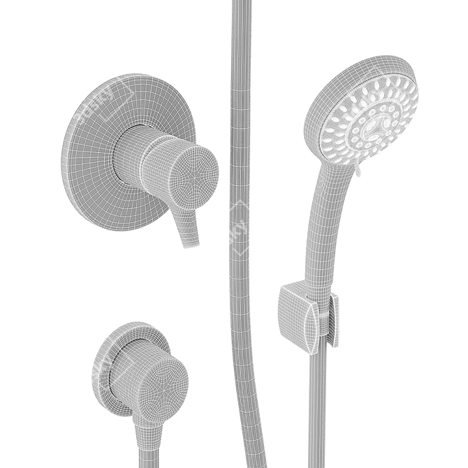 Vitra Concealed Shower Mixers - Rubber Hose, Single Switch 3D model image 2