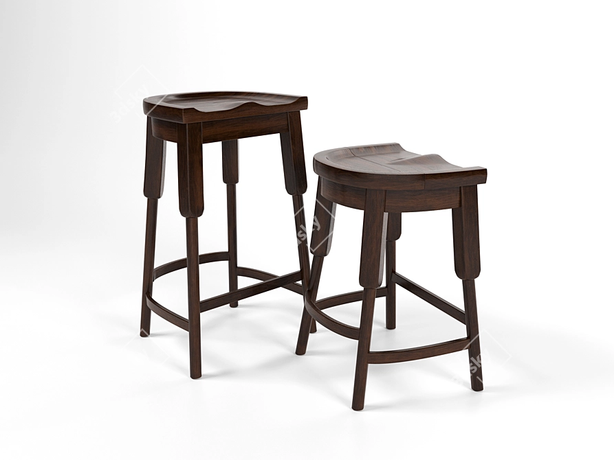 English Pub Style Bar Chair 3D model image 1