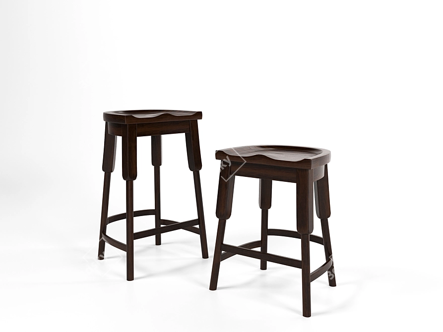 English Pub Style Bar Chair 3D model image 3