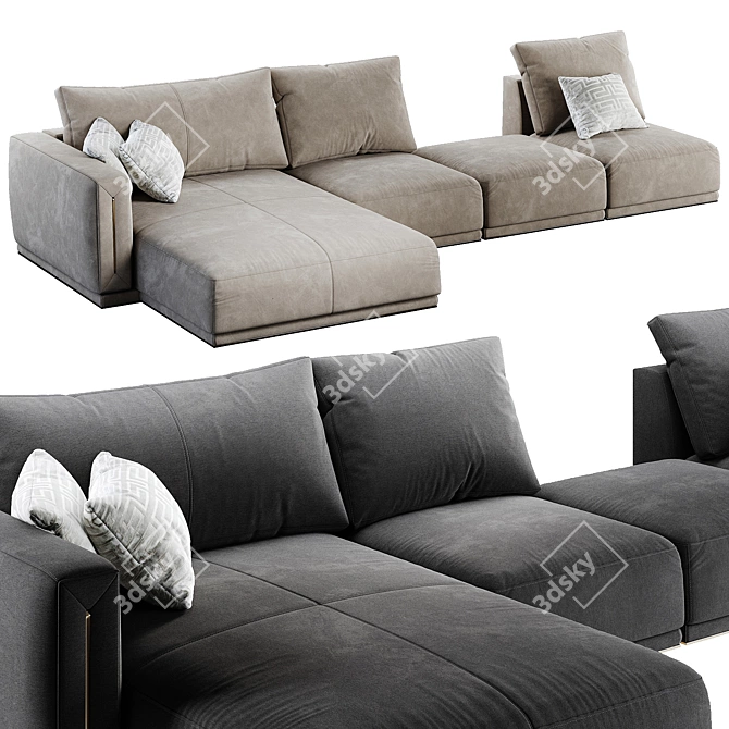 Luxury Longhi Atar Sofa: Soft Leather or Fabric Options 3D model image 1