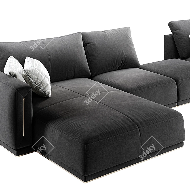 Luxury Longhi Atar Sofa: Soft Leather or Fabric Options 3D model image 2