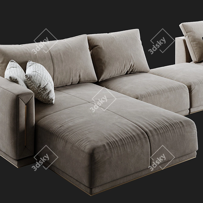 Luxury Longhi Atar Sofa: Soft Leather or Fabric Options 3D model image 3