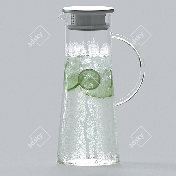 Refreshing Lemonade in Pitcher 3D model image 3