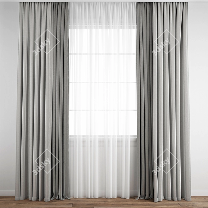 Polygonal Curtain Model: 3ds Max & OBJ Formats 3D model image 1