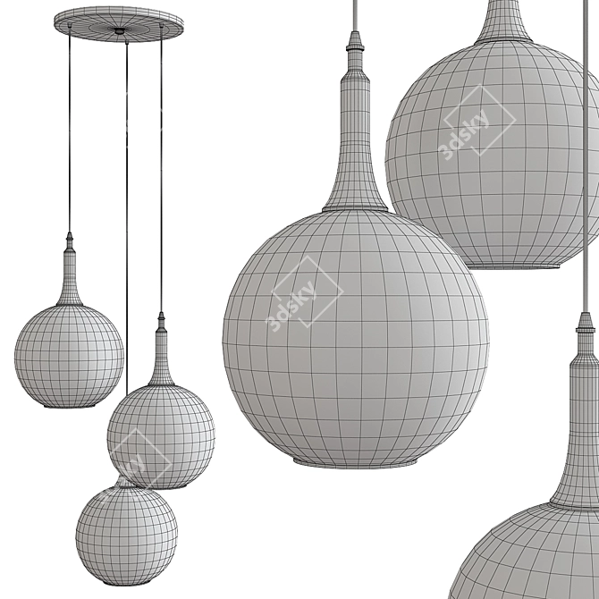 Modern Beckett Trio Pendant Light 3D model image 2