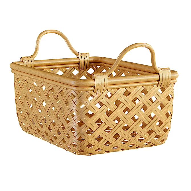 Scandinavian Style Rattan Baskets Set 3D model image 2