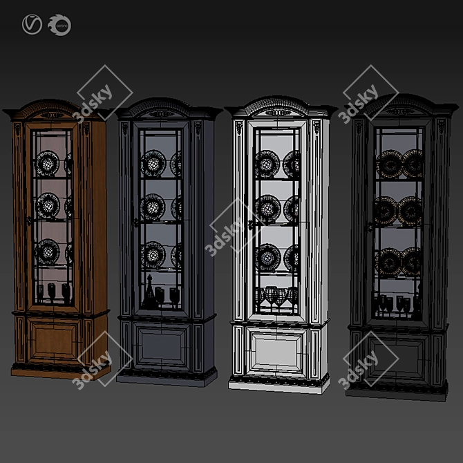 Antique English Buffet Sideboard 3D model image 3