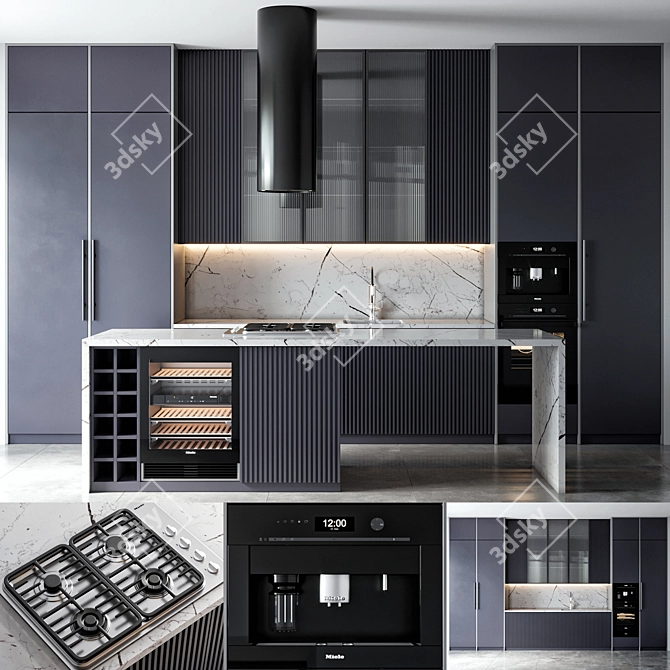 Modern Kitchen Kit - Miele Appliances 3D model image 1