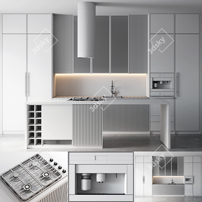 Modern Kitchen Kit - Miele Appliances 3D model image 5