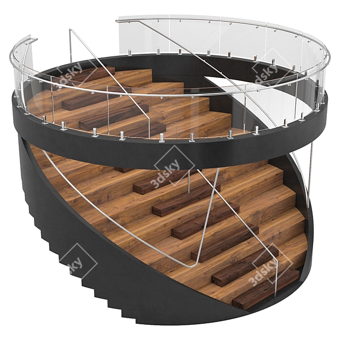 Elegant Circular Staircase 3D model image 2