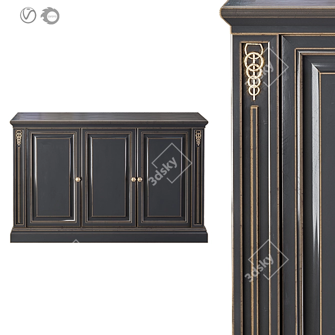 Vintage English Dresser #1 - Elegant Storage Solution 3D model image 4