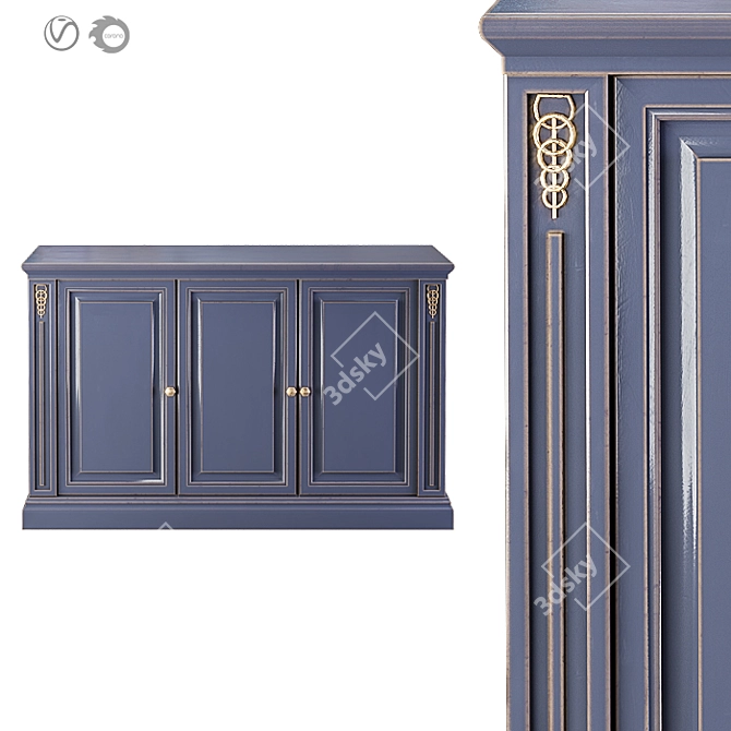 Vintage English Dresser #1 - Elegant Storage Solution 3D model image 5