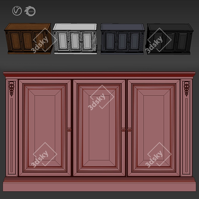 Vintage English Dresser #1 - Elegant Storage Solution 3D model image 6