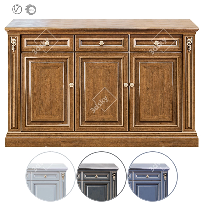 Antique English Dresser 3D model image 1