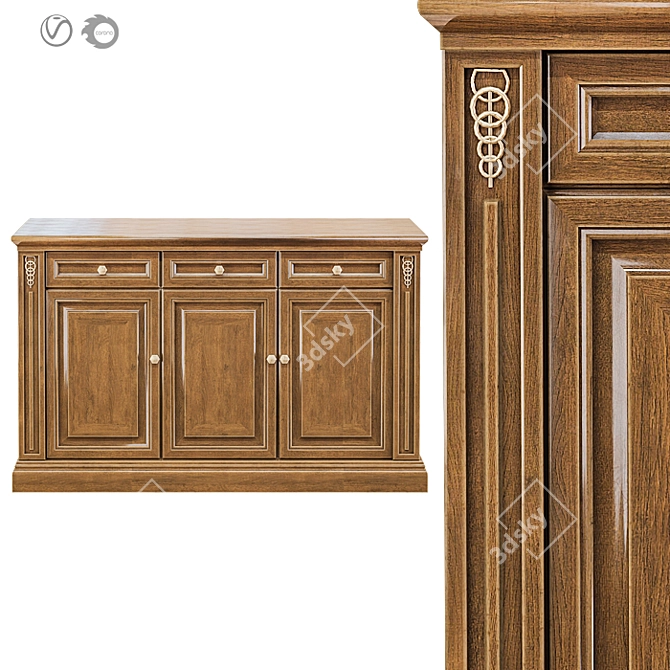 Antique English Dresser 3D model image 2