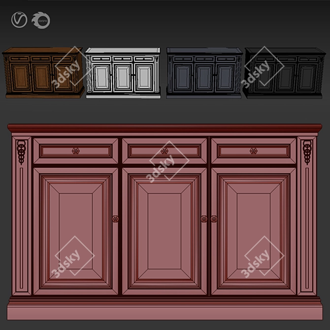 Antique English Dresser 3D model image 6