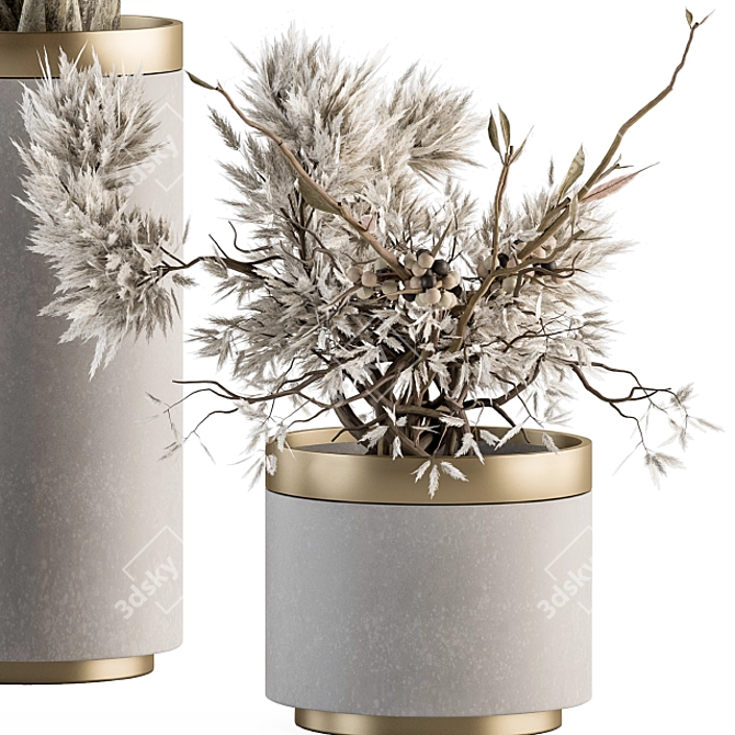 Nature's Elegance: Dried Branches in Vase 3D model image 3