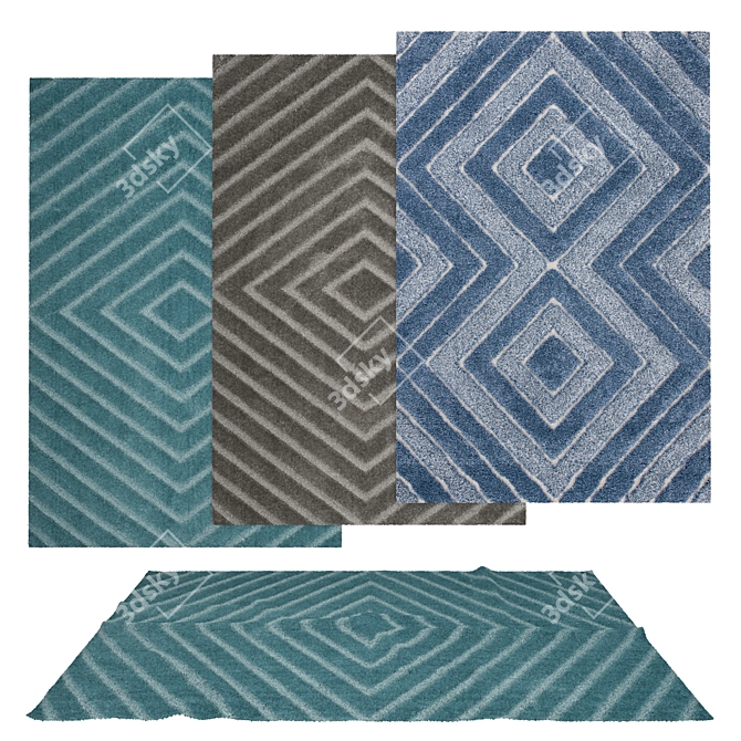 Versatile Rug Set - 6 Designs 3D model image 1