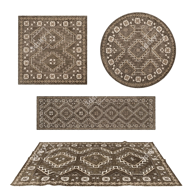 Versatile Rug Set: 8 Stunning Designs 3D model image 1