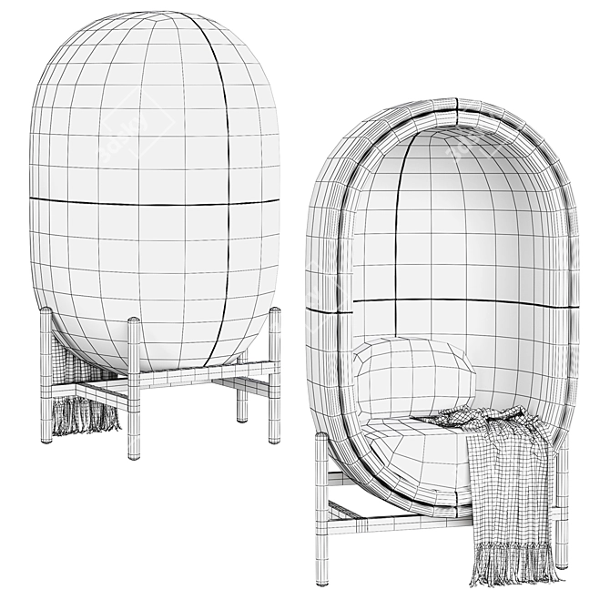 Sleek Space-Encapsulated Armchair 3D model image 7