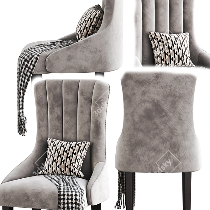 Luxury Oxford Velvet Dining Chair 3D model image 2