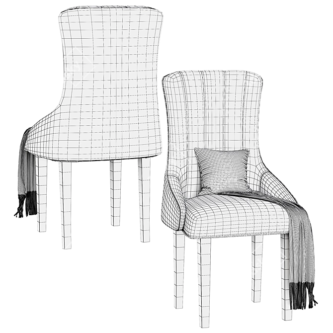 Luxury Oxford Velvet Dining Chair 3D model image 7