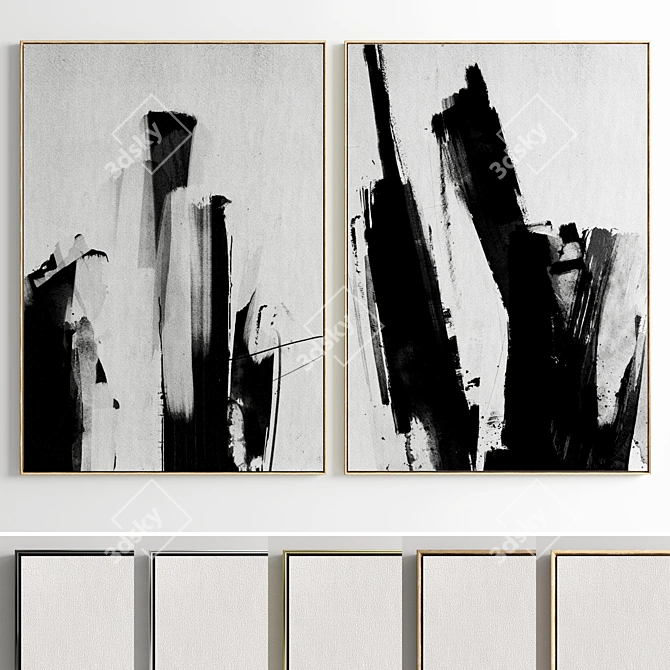 Modern Art Frames Set 3D model image 1