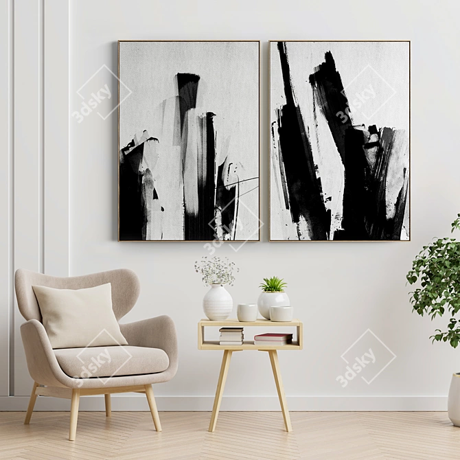 Modern Art Frames Set 3D model image 2