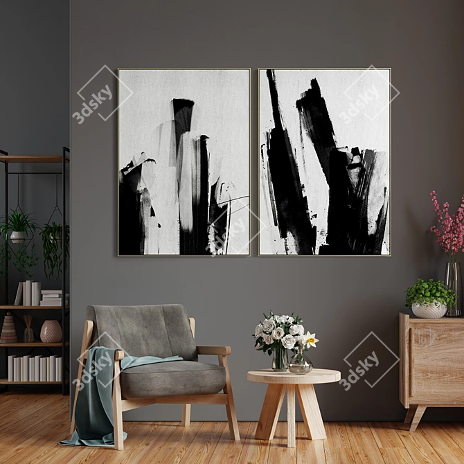 Modern Art Frames Set 3D model image 4